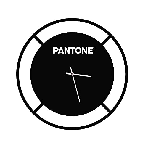 Homemania Round Wall Clock for Living Room Kitchen Office Black White Metal 40 x 0.15 x 40 cm, Dimension du Produit: L40xP0,15xA40 cm, 1 kg