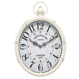 "Menterry Oval Retro Wall Clock, Rustic Vintage Style, White Antique Design, Battery Operated Silent Decor Large Wall Clocks for Kitchen,Farmhouse,Office (15.5"" H x 10.5"" W)"