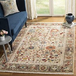 Safavieh Traditional Rug for Living Room, Dining Room, Bedroom - Kashan Collection, Short Pile, in Beige and Taupe, 155 X 226 cm