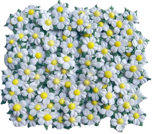 RATREE 888 Handmade100 Pcs Mulberry Paper Flowers 30x30mm Mini Paper Flowers Scrapbooking Wedding DIY Craft Supplies Card Artificial Flowers (White)