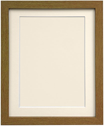 "FRAMES BY POST 25mm wide H7 Oak Picture Photo Frame with Ivory Mount and Backing Board A4 for Pic Size 10""x6"""