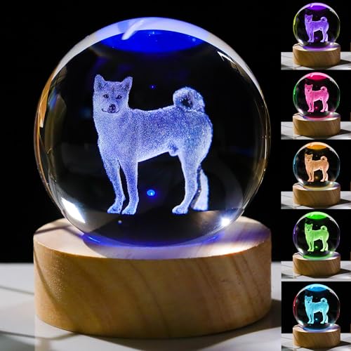 3D Shiba Inu Gifts for Women - Crystals Ball 60mm - Shiba Inu Figurines Decor Glass Animals Figurine - Birthday, Lovers Keepsake Paperweight