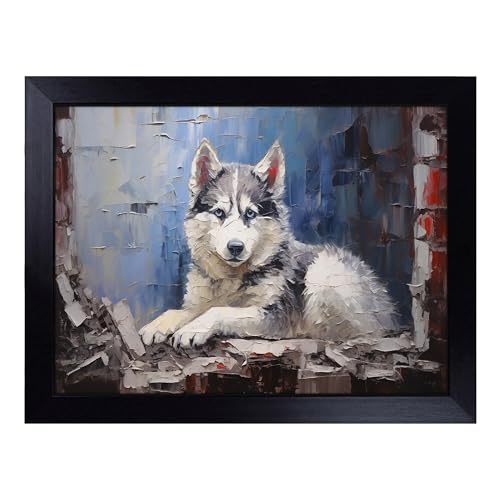 Lap Tray with Bean Bag Cushion, Husky Hard Edge - Handmade in the UK, Raised Wooden Edge, Padded Cushion, Heat-Resistant Wipe-Clean Surface, for Meals, Laptops and Crafts