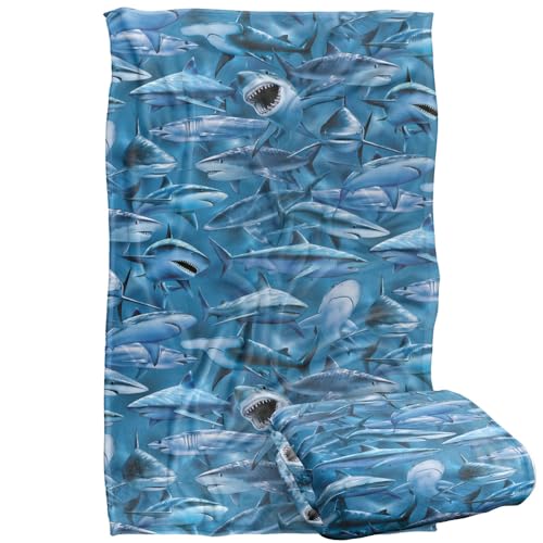 Jq Licensing - Royce Mcclure Great White Shark Attack Pattern Silky Touch Super Soft Throw Blanket 91 x 147 Cm