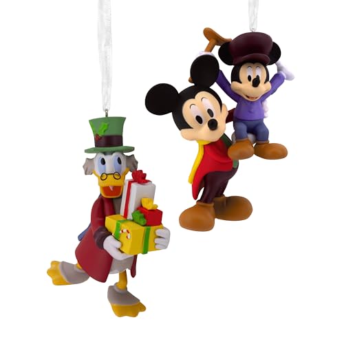 Hallmark Storied Moments, Mickey's Christmas Carol Hanging Christmas Ornament, Disney Mickey Mouse, Tree Decoration, Pack of 2