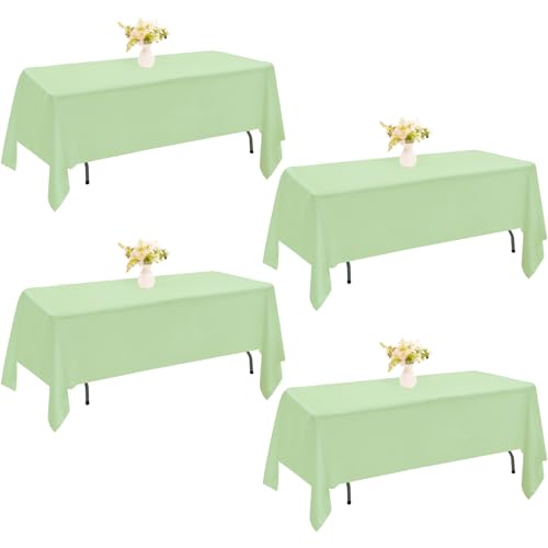 4 Pack Rectangle Tablecloth 60x102 Inch Sage Green Table Cloth for 6 Foot Rectangle Tables Washable Polyester Table Cover for Wedding Dining Table Buffet Parties Banquet Decoration???60x102 Sage Green???