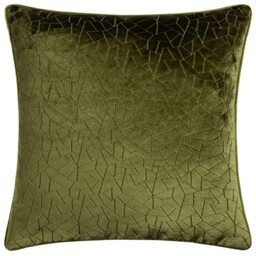 furn. Hoem Malans Cut Velvet Piped Cushion – Luxury Velvet Textured Design Soft Plain Reverse Polyester Filled (Olive – 45 x 45 cm)