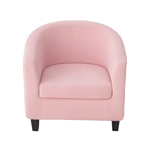 CRFATOP Club Chair Slipcover with Cushion Cover Jacquard 2 Piece Tub Chair Covers Armchair Covers Soft Washable Round Barrel Chair Covers Couch Covers for Bar Counter Living Room,Pink
