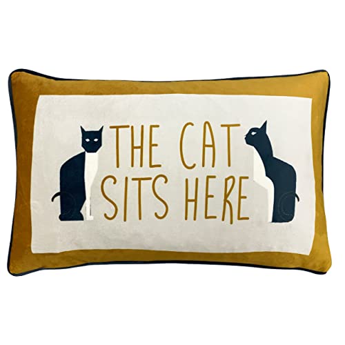 furn. Kitta Sits Here Feather Filled Cushion, Polyester, Ochre