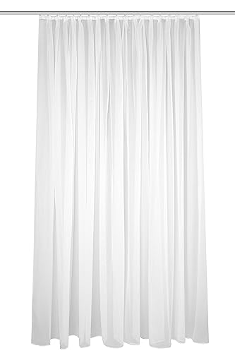HOMEbasics Sablio 41600 Curtain Transparent Sablé Effect Pleated Tape 1:3 cm Colour: White Number 1 x 160 x 600 cm