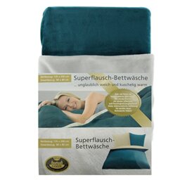 Gözze - Reversible Bed Linen Set, Cashmere Feel, Duvet Cover: 135 x 200 cm, Pillowcase: 80 x 80 cm, Microfibre - Petrol/Wool White