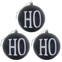 Mr Crimbo Pack of 3 HOHOHO Glitter Christmas Tree Baubles Decorations - Black