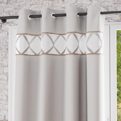 Soleil d'ocre, Aude Pure Cotton Eyelet Curtain 135 x 250 cm