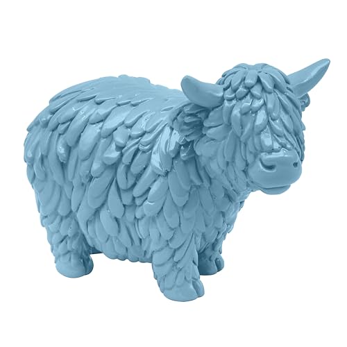 Lesser & Pavey Highland Cow Blue Decor Figurine - Blue Finish, Farmhouse Style, Decorative Shelf Accent, Ideal for Home and Office Decor, Thoughtful Gift Choice