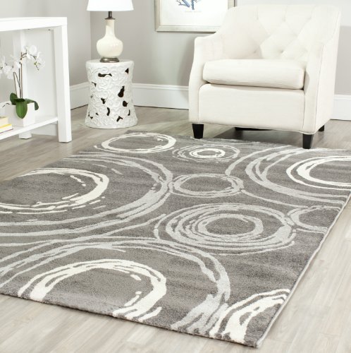 Safavieh Modern Indoor Woven Rectangle Area Rug, Porcello Collection, PRL3727, in Dark Grey, 160 X 231 cm for Living Room, Bedroom or Any Indoor Space