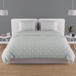 Soleil d'ocre, Esmeralda Duvet Cover Set in 57 Thread Count Cotton 260 x 240 cm Green
