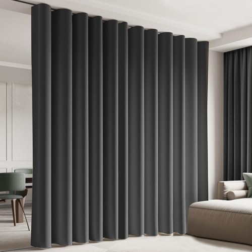 Cbsroro Room Divider Blackout Curtain Track Curtains Wall Dividers Panels Screen for Living Rooms Bedroom Office Privacy Partition Separation, W180 ?? L84 Inch,1 Panel, Black