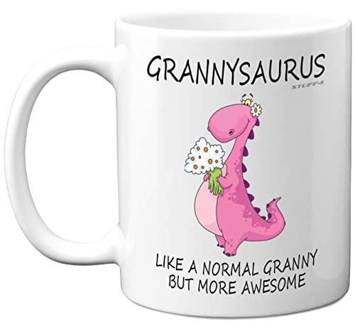 Stuff4 Best Granny Birthday Mug, Grannysaurus - Happy Birthday Mug, Special Christmas Gran Gifts from Grandchildren, Funny Xmas Tea Coffee Cup Cups