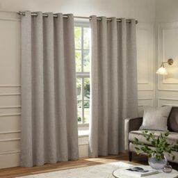 Paoletti Galaxy Eyelet Curtain Pair – Lined Room Darkening Luxury Opulent Chenille Curtains (Silver - 229x183cm)