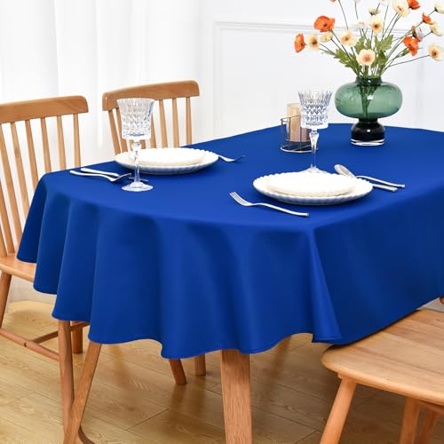 NEWISHER Blue Oval Tablecloth 52 x 70 inch, Washable Table Cloth - Heavy Duty Polyester Fabric Table Cloth, Reusable Solid Oval Table Cover for Dining, Kitchen, Party, Wedding, Indoor Outdoor