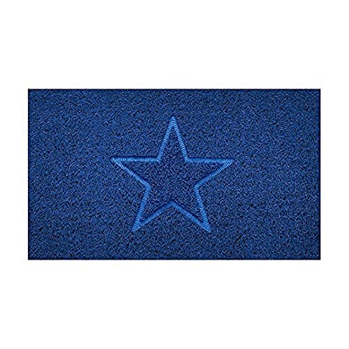 Nicoman Embossed Spaghetti Door Mat Dirt-Trapper Jet-Washable Doormat 70x43cm (Blue, STAR Shape) - Use Indoor or Sheltered Outdoor