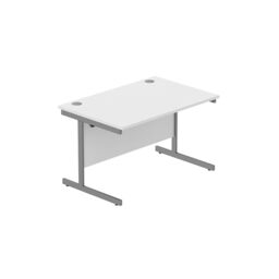 Heavy Duty Rectangular Office Desk, Steel Frame, 120kg Weight Tolerance, 25mm FSC® Top with Modesty Panel – 1200 x 800mm, Arctic White