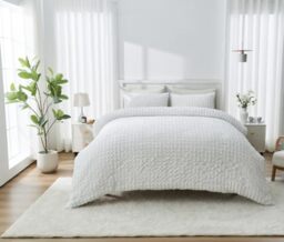 GC GAVENO CAVAILIA Textured Waffle King Size Bedding Set With Pillow Cases - Lightweight Microfiber Duvet Cover Set - Button Closure Hypoallergenic, Reversible Comforter Cover - 220x230cm, White