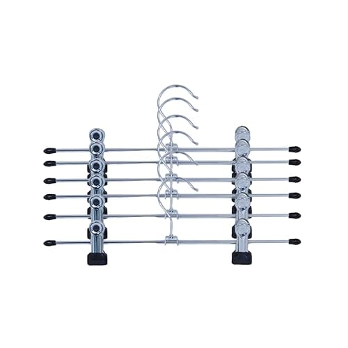 MSV - Set of 36 Polished Steel Hangers with Adjustable Clips - Trousers, Skirts, Towels - 360?? Rotating Hook - Strong - 30cm - Taupe
