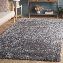 Safavieh Shaggy Indoor Woven Rectangle Area Rug, New Orleans Shag Collection, SG531, in Grey / Grey, 152 X 244 cm for Living Room, Bedroom or Any Indoor Space