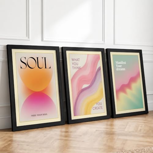 Mindful Intentions Minimalist Set of 3 Framed Wall Art Prints A3