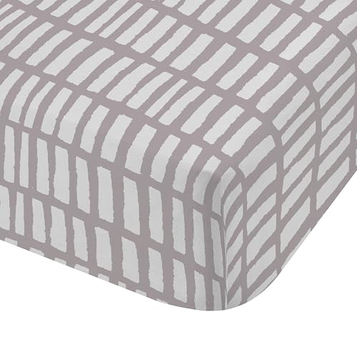 Catherine Lansfield Larsson Geo Plum Fitted Sheet and Pillowcase White 90x200+50x80