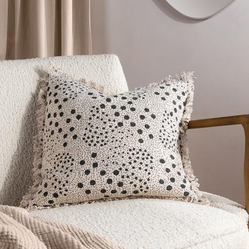 Yard Hara Woven Fringed Cotton Feather Filled Cushion - Twin Pack