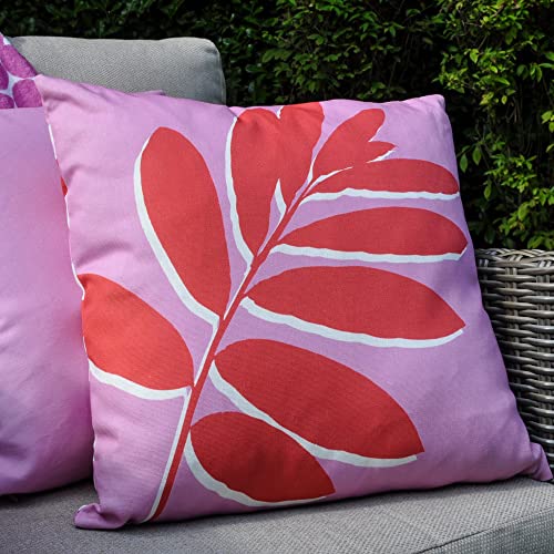 Fusion - Leaf Print - Outdoor Cushion Cover - 43 x 43cm in Pink