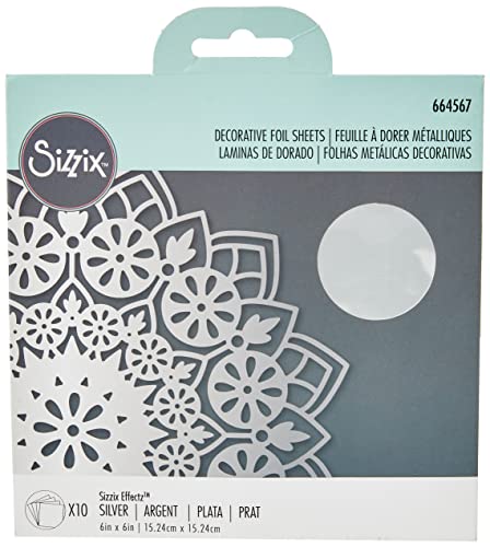 "Effectz Decorative Foil Sheets Silver 6"" x 6"" 10 shts"