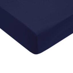Tommy Hilfiger - Fitted Sheet Navy Blue Satin 110 Thread Count/cm² 100% Combed Cotton 30 cm Edge Silky Breathable 90 x 200 cm