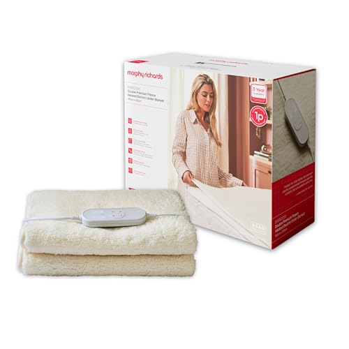 Morphy Richards EverCosy Premium Fleece Heated Electric Under Blanket, Teddy, Double, 150x122cm, 9 Settings, Adjustble Timer, 1p/hour Cost, Machine Washable, Auto Shut Off, 600021