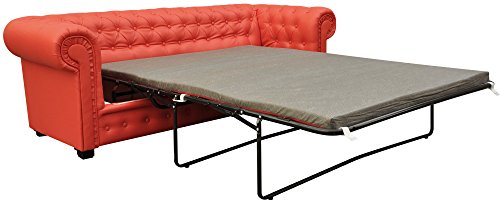 Chesterfield Style Venus Sofa Bed 3 Seater 2 Seater Black Cream Brown Red Faux Leather (3 Seater, Red)
