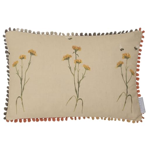 Voyage Maison Allimore Cushion Cover – Rustic Wildflower Floral Country Cotton Suede Decorative Case (Linen - 30x50cm)