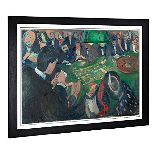 Big Box Art Framed Print of Edvard Munch at The Roulette Table Design - Wall Art Picture - Home Decor for Kitchen, Living Room, Bedroom, Hallway, Black, A2 / 24.5x18 Inch / 62x45cm
