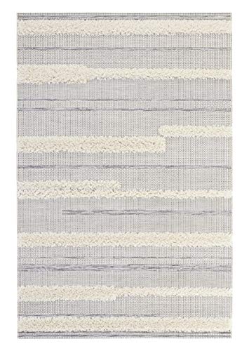 Mint Rugs Indoor and Outdoor Vintage Handira Ifrane Rug 115 x 170 cm Cream Grey