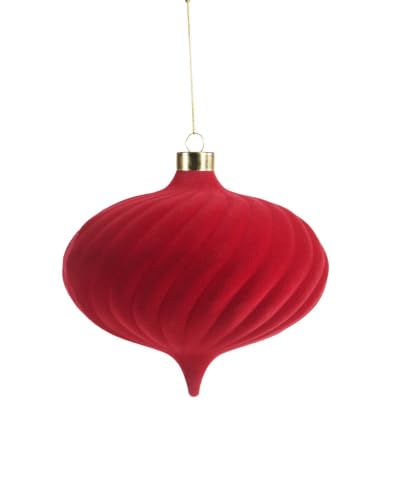 Red Spiral Velvet Christmas Bauble 15 cm, Extra Large Tree Ornament