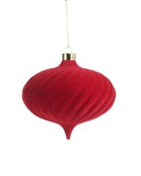 Red Spiral Velvet Christmas Bauble 15 cm, Extra Large Tree Ornament