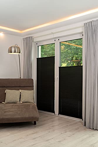 Khome Klemmfix Pleated Blind, Polyester, Black, W 75 x H 210 cm