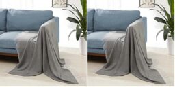 Amazon Basics Room Décor Throw Blanket, Lightweight, recycled polyester, 127 x 152 cm, Dark Grey and Light Grey Herringbone (Pack of 2)