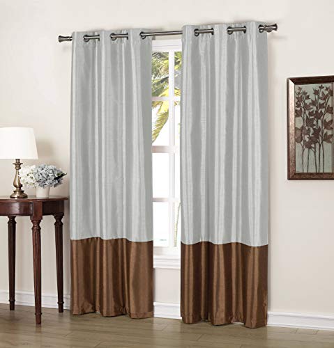 Duck River Textile Bridgette Stripe Thermal Insulated Blackout Curtain, 37x84 (2 Pieces), Chocolate-Silver