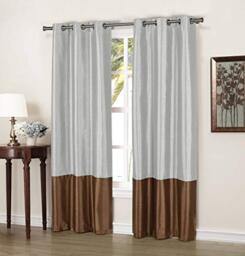 Duck River Textile Bridgette Stripe Thermal Insulated Blackout Curtain, 37x84 (2 Pieces), Chocolate-Silver
