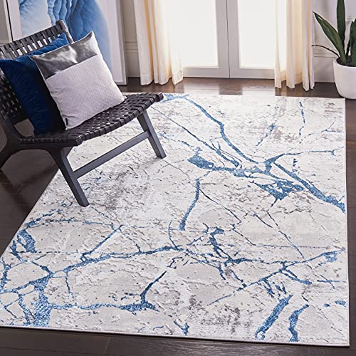 Safavieh Contemporary Rug for Living Room, Dining Room, Bedroom - Amelia Collection, Short Pile, in Grey and Blue, 183 X 274 cm