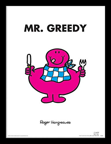 Mr Men & Little Miss, FP12350P-PL, Mr Men - Mr Greedy Framed 30 x 40cm Print, Multi-Color, 30 X 40cm