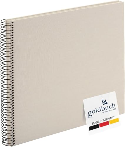 goldbuch Bella Vista 25323 Spiral Photo Album 35 x 30 cm Photo Album with 40 White Pages, Linen Memory Album, Photo Book for Pictures and Photos for Gluing, Sand Grey
