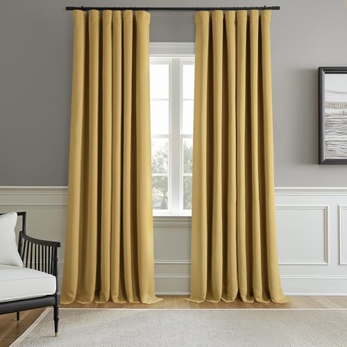 HPD Half Price Drapes Room Darkening Curtains for Bedroom 96 Inches Long (2 Panels) - Rod Pocket 100% Polyester Curtains & Drapes for Living Room and Windows - 50W x 96L, Ochre